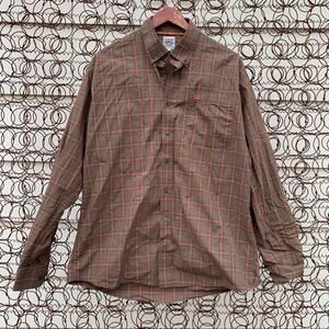 Cinch brown orange plaid western long sleeve shirt MEDIUM
